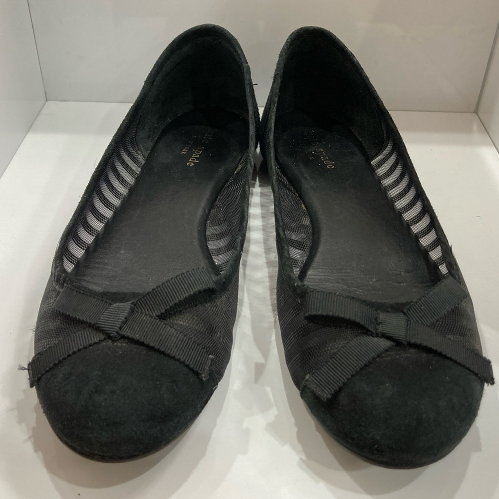 Kate Spade Jump Black Mesh Suede Flats Size 8M